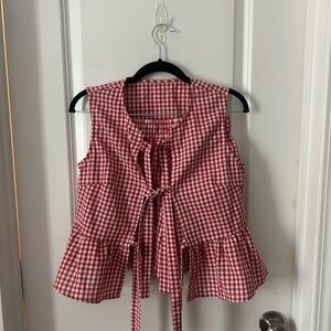 Red Gingham Sleeveless Top